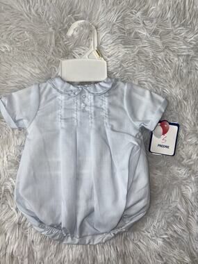 , Petit Ami Preemie Feather-romper In Blue. Classic, New W/tags. Adorable